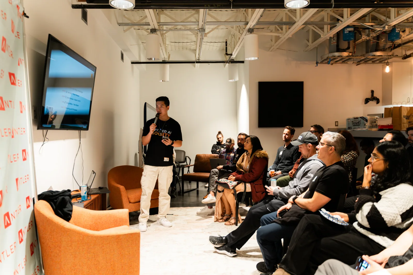 Presenting on AI to a crowd of business owners in Austin